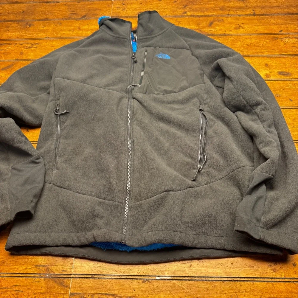 The North Face‎ Mens Full Zip Fleece Jacket Grey Blue Sherpa Lined Large L